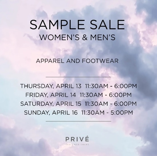 PRIVÉ Women's and Men's Sample Sale