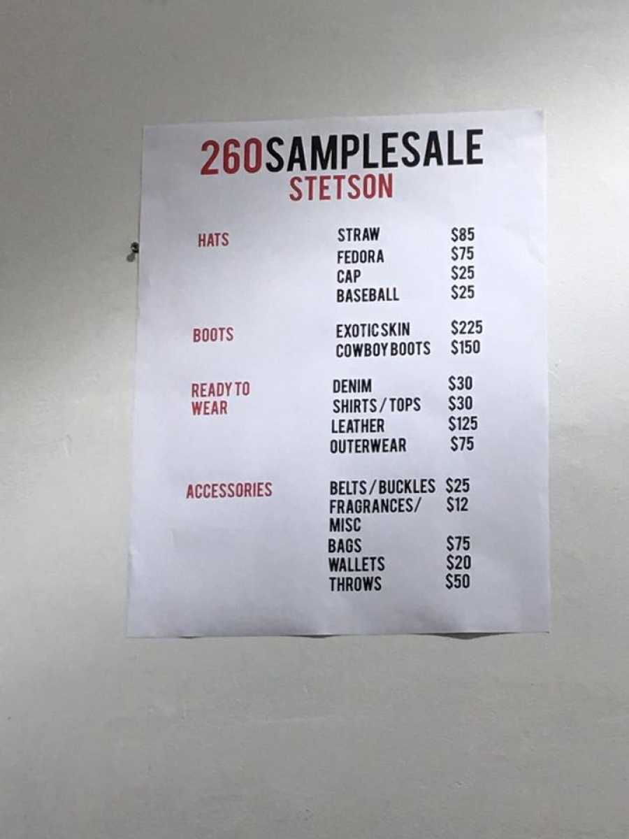 260 Sample Sale Clearance Event