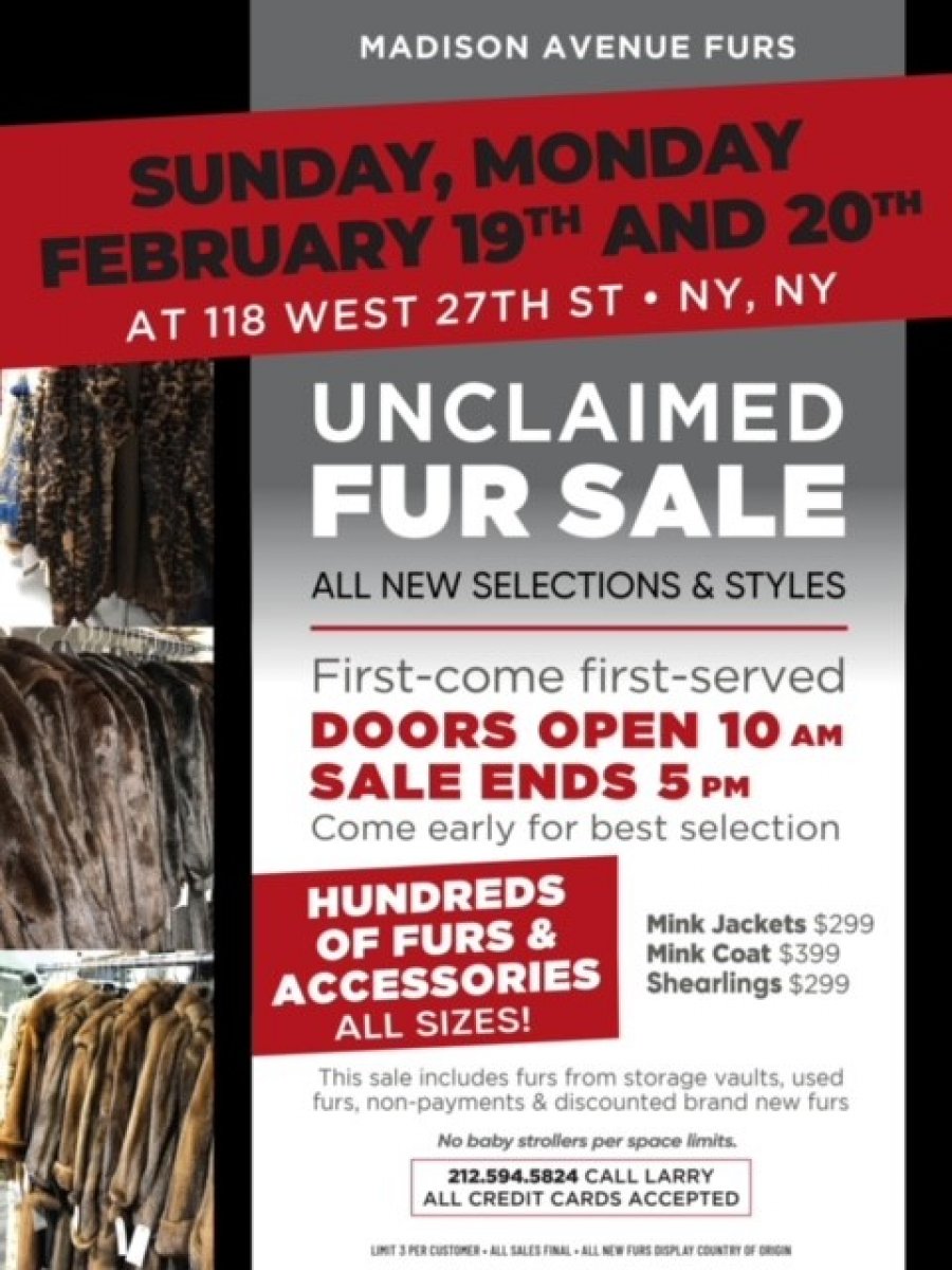 Madison Ave Furs & Henry Cowit Unclaimed Fur Sale