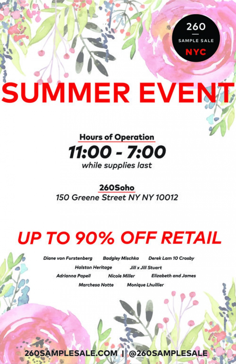 260 Sample Sale Summer Event