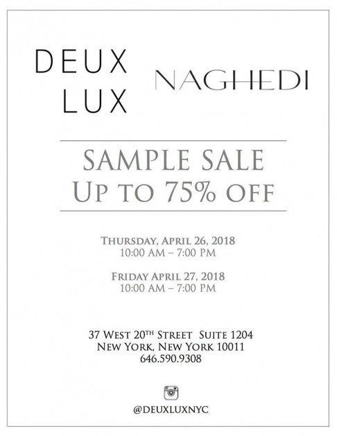 Deux Lux and Naghedi Spring Sample Sale