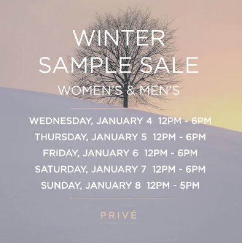 PRIVÉ Winter Sample Sale