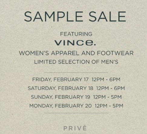PRIVÉ Vince Sample Sale