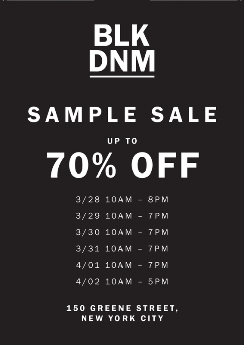 BLK DNM sample sale