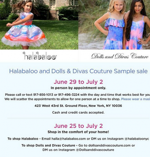 Halabaloo and Dolls and Divas Couture sample sale