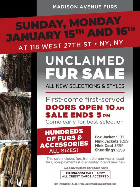 Madison Ave Furs MLK Unclaimed Fur Sale