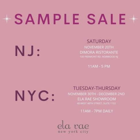 Ela Rae NYC Holiday Sample Sale