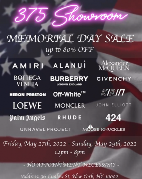 375 Memorial Day Sale