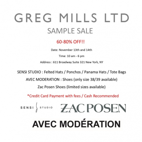 Greg Mills Sample Sale