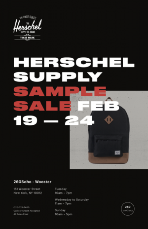 Herschel Supply Co. Sample Sale