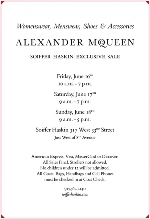 Sample Sale Alexander McQueen