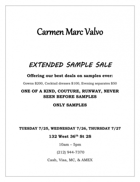 Carmen Marc Valvo Sample Sale