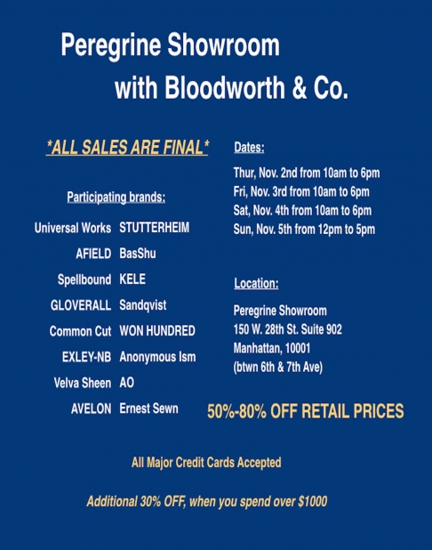 Peregrine Showroom/ Bloodworth & Co. Sample Sale