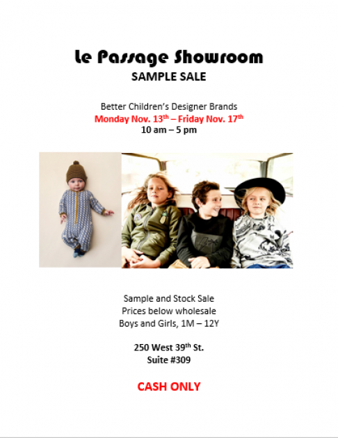 Le Passage Showroom Childrenswear Sample Sale