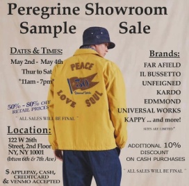 Peregrine Showroom Menswear Sample Sale